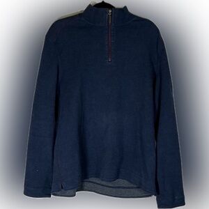 Tommy Bahama Navy Half-Zip Pullover with Subtle Red Stitching
